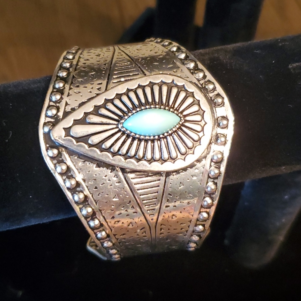 Aqua jewel cuff bracelet